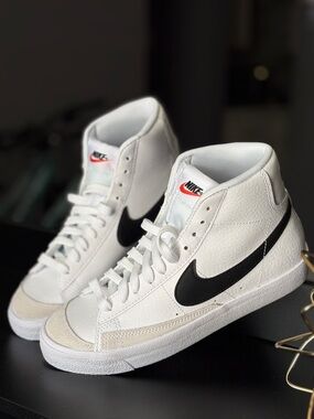 Nike Kids White and Black High-Top Sneakers